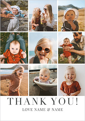 Simple 9 Photo Upload Thank You Card
