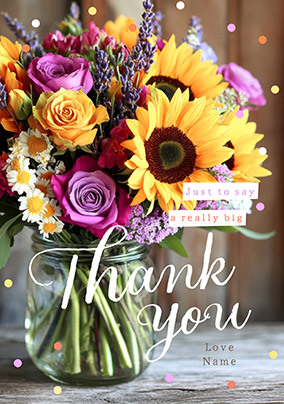 Photographic Floral Thank You Card