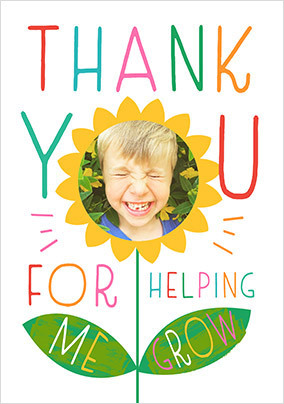 Helping me Grow Thank You Teacher Photo Upload Card