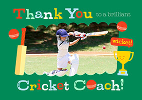 Thank You Cricket Coach Landscape Photo Card