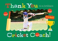 Tap to view Thank You Cricket Coach Landscape Photo Card