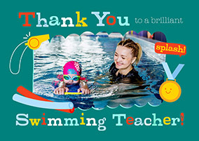 Thank You Swimming Coach Landscape Photo Card