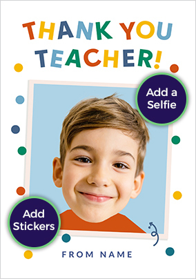 Funky Faces Red Shirt Thank You Teacher From Student Card
