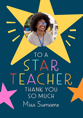 Star Teacher Photo Upload Thank You Card