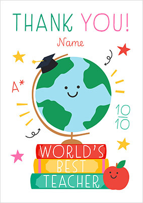 World's Best Teacher Personalised Thank You Card