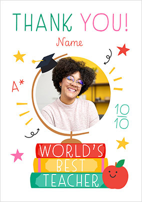 World's Best Teacher Photo Upload Thank You Card