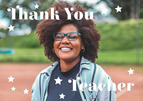 Starry Full Photo Thank You Teacher Landscape Card