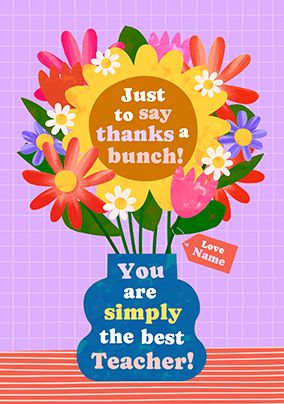 Photo of The Best Teacher Floral Thank You Card
