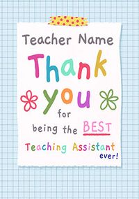 Tap to view Teaching Assistant Personalised Thank You Card For Him
