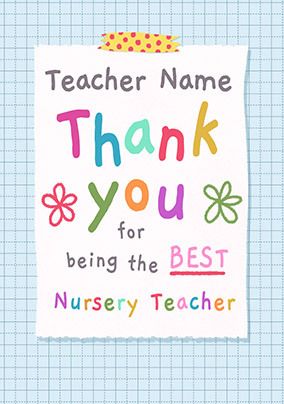 Photo of Teaching Assistant Personalised Thank You Card For Her