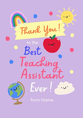 Photo of Best Teaching Assistant Ever Purple Thank You Card