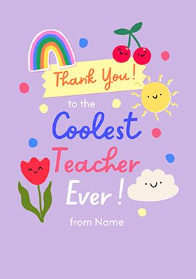 Photo of Thank You Coolest Teacher Ever Purple Card