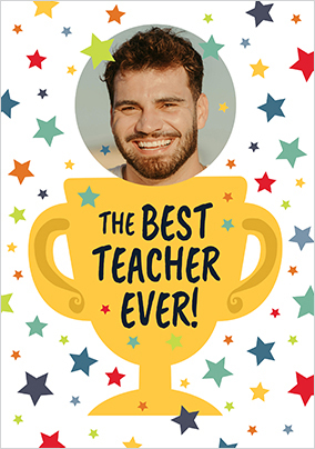Best Teacher Ever Trophy Thank You Photo Card