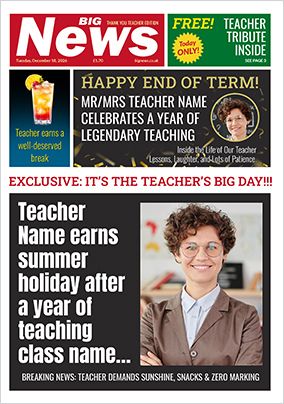 Photo of Big News Spoof Thank You Teacher Photo Card