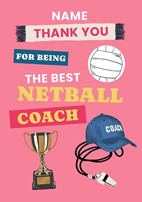 Photo of Thank You Netball Coach Personalised Card
