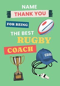 Tap to view Thank You Rugby Coach Personalised Card