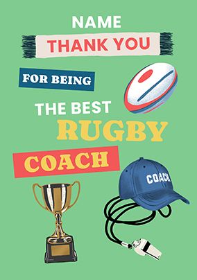 Photo of Thank You Rugby Coach Personalised Card