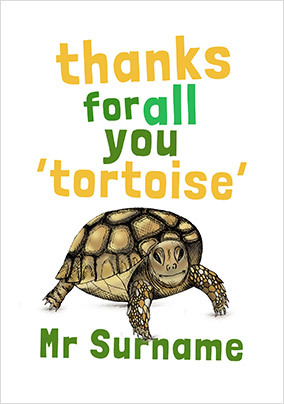 Thank You Personalised Tortoise Card
