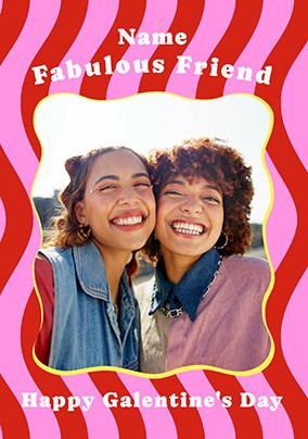 Photo of Galentine Fabulous Friend Striped Valentine's Day Card