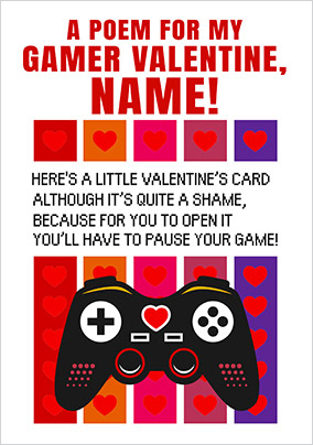 Poem For My Gamer Valentine's Day Card