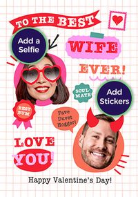 Tap to view Funky Faces Wife Valentine's Day Card