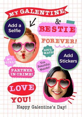 Photo of Funky Faces Happy Galentine's Valentine's Day Card