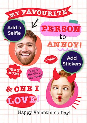 Photo of Funky Faces Favourite Person To Annoy Valentine's Day Card