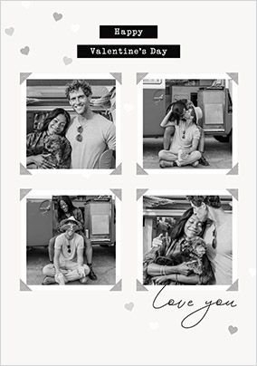 Photo of Black And White Photobook 4 Photo Valentine's Day Card