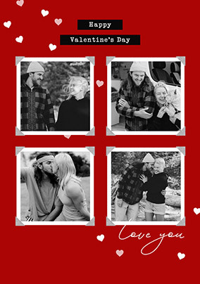 Red Photobook 4 Photo Valentine's Day Card