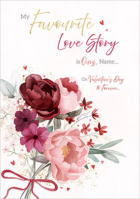 Favourite Love Story Watercolour Floral Valentine's Day Card