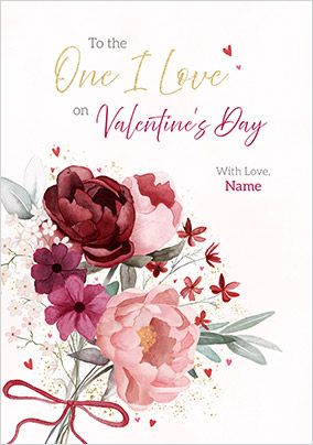 Photo of One I Love Watercolour Floral Valentine's Day Card