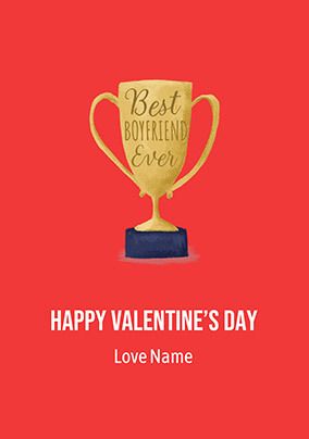 Photo of Best Boyfriend Ever Trophy Valentine's Day Card