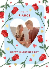 Tap to view Fiancé Rose Border Photo Upload Valentine's Day Card