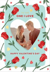 Tap to view One I Love Rose Border Photo Upload Valentine's Day Card