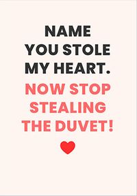 Tap to view Duvet Thief Personalised Valentine's Day Card