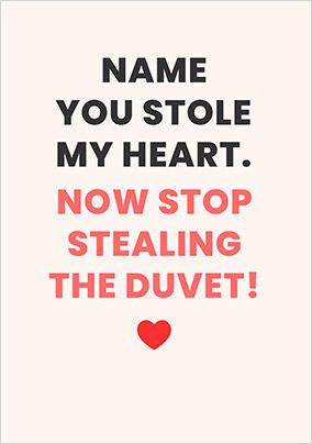 Photo of Duvet Thief Personalised Valentine's Day Card