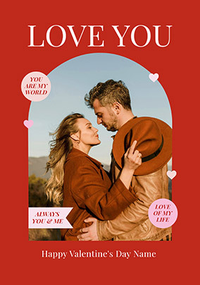 Red Border Photo Love You Valentine's Day Card