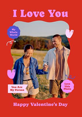 Photo of I Love You Pink And Red Photo Upload Valentine's Day Card