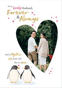 Tap to view Watercolour Penguins Husband Photo Valentine's Day Card