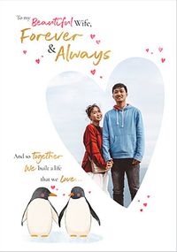 Tap to view Watercolour Penguins Wife Photo Valentine's Day Card