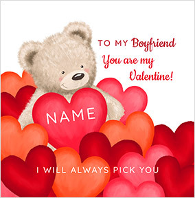 Big Love Bear Boyfriend Square Valentine's Day Card