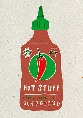 Hot Stuff Boyfriend Personalised Valentine's Day Card