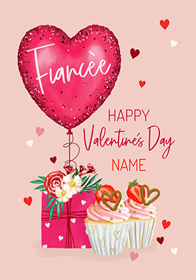 Heart Balloon Fiancée Valentine's Day Card