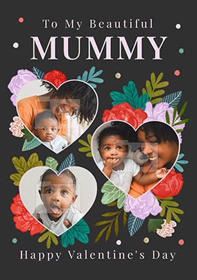 Mummy Heart Flowers Photo Valentine's Day Card