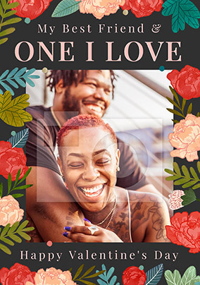 One I Love Heart Flowers Photo Valentine's Day Card