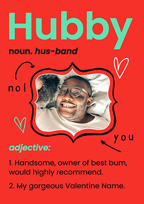 Hubby Definition Photo Valentine's Day Card