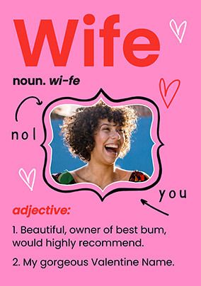 Wife Definition Photo Valentine's Day Card