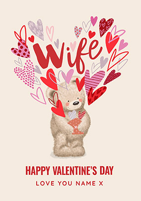 Big Love Bear - Wife Personalised Valentine's Day Card