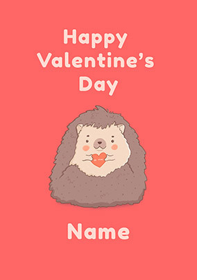 Valentine's Day Hedgehog Personalised Card