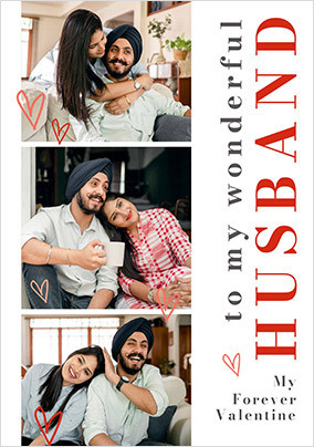 Wonderful Husband 3 Photo Valentine's Day Card